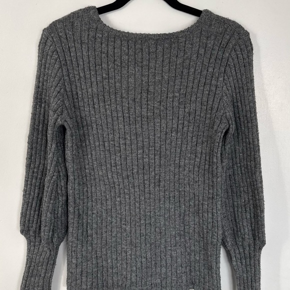 Gray Ribbed Wool-blend Sweater - Picture 4 of 6